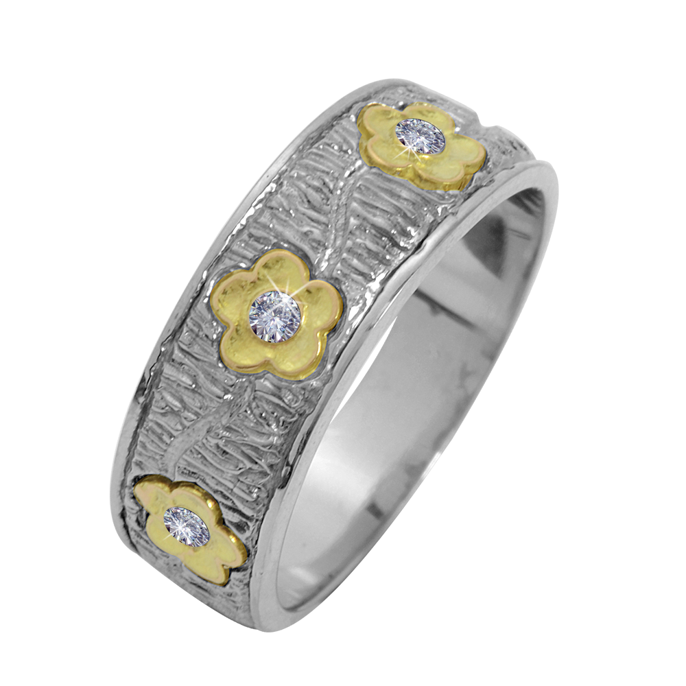 Bark Ring - floral motifs