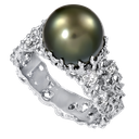 Beach Pearl & Diamond Ring White Gold