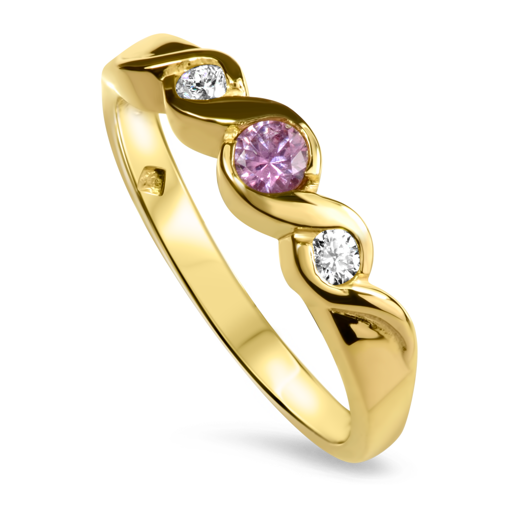 Amanda 9ct Yellow Gold Diamond & Pink Sapphire Ring 