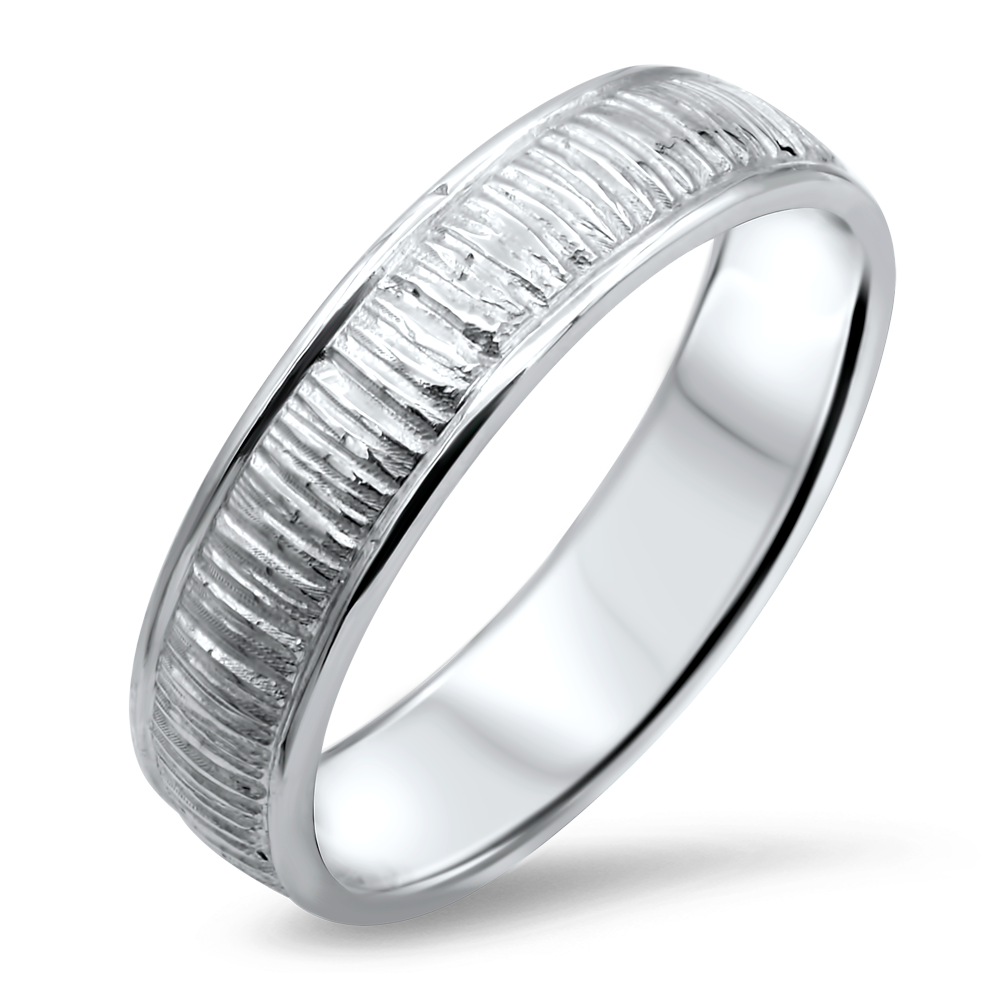 Bark Ribbed Ring white gold 4.5mm
