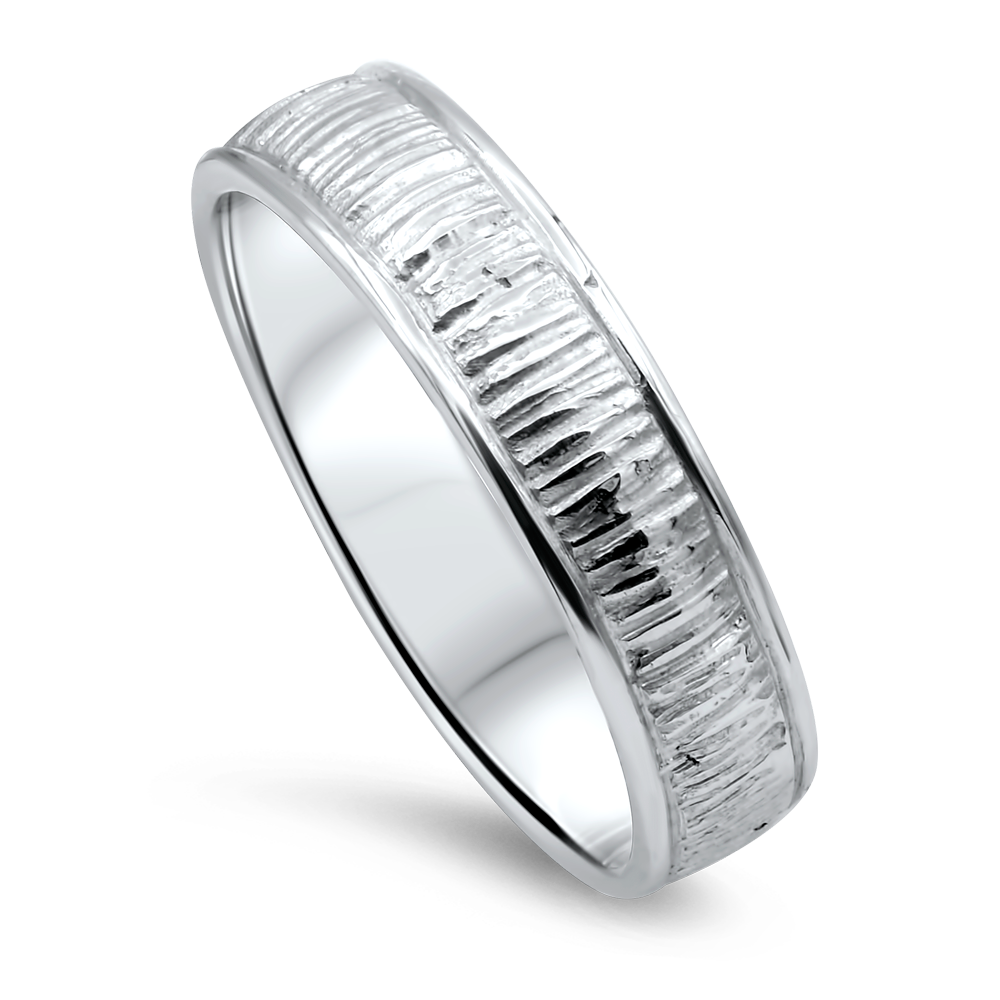 Bark Ribbed Ring white gold 4.5mm