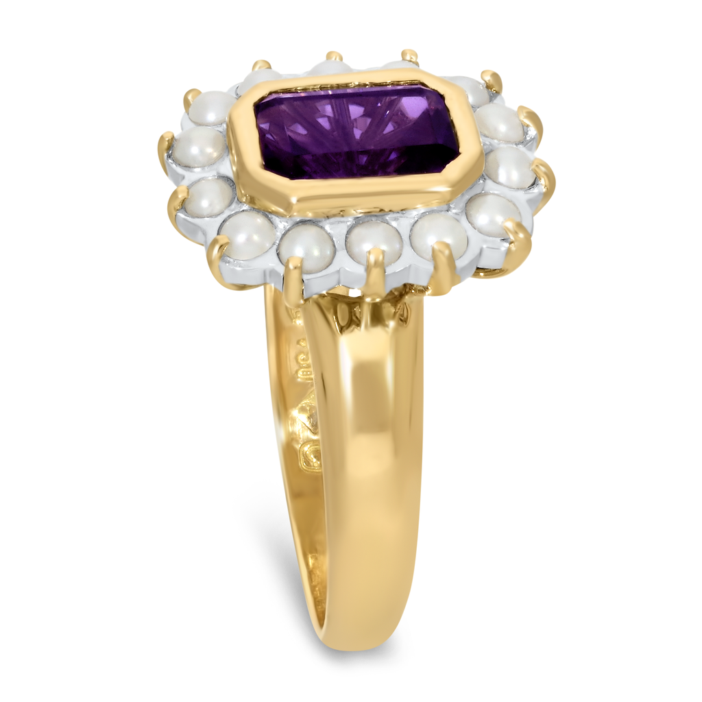 Amethyst and Seed Pearl Ring