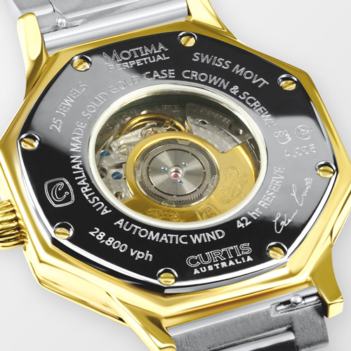 Motima XT 9ct Yellow Gold Burgundy Watch