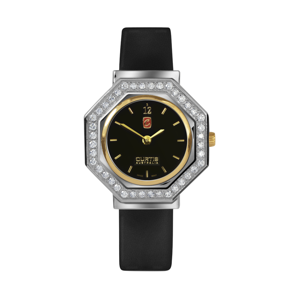 Fortuna Ladies Diamond Watch Black Dial