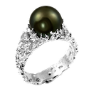 Beach Pearl & Diamond Ring White Gold