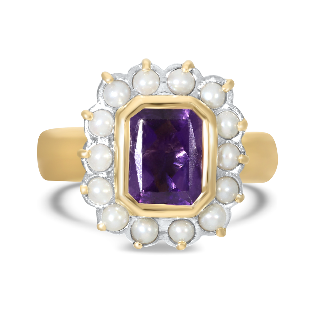 Amethyst and Seed Pearl Ring