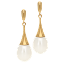 Tulip Freshwater Pearl Drop Earrings in Yellow Gold