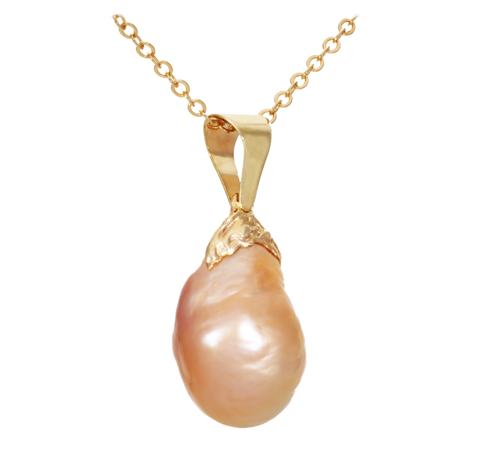 Beach Apricot Baroque Pearl Pendant