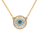 Blue Topaz and Diamond Halo Pendant
