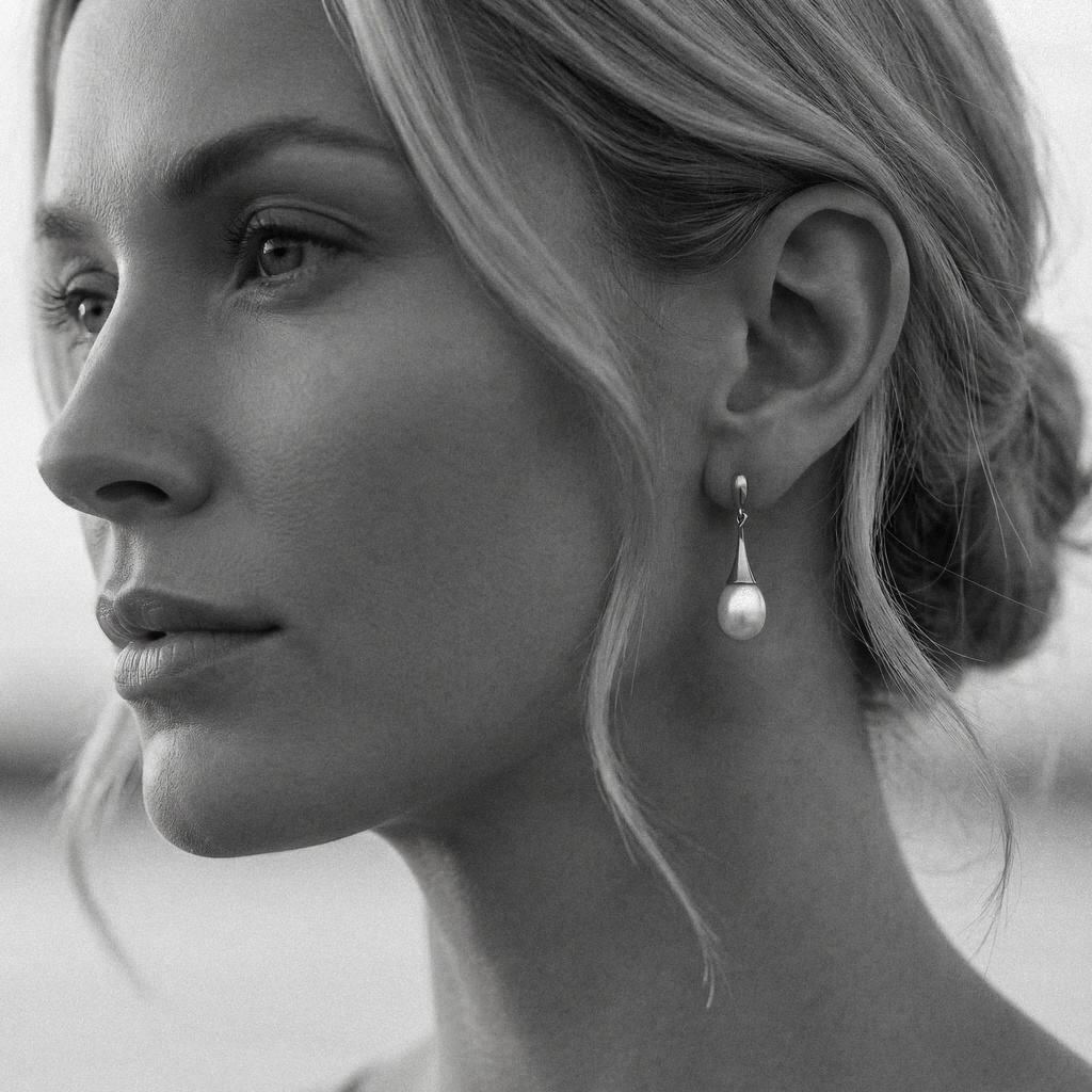 Tulip Freshwater Pearl Drop Earrings in Rose Gold