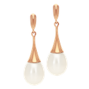 Tulip Freshwater Pearl Drop Earrings in Rose Gold