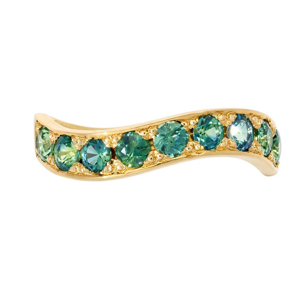 Wave Ring with Parti Sapphires