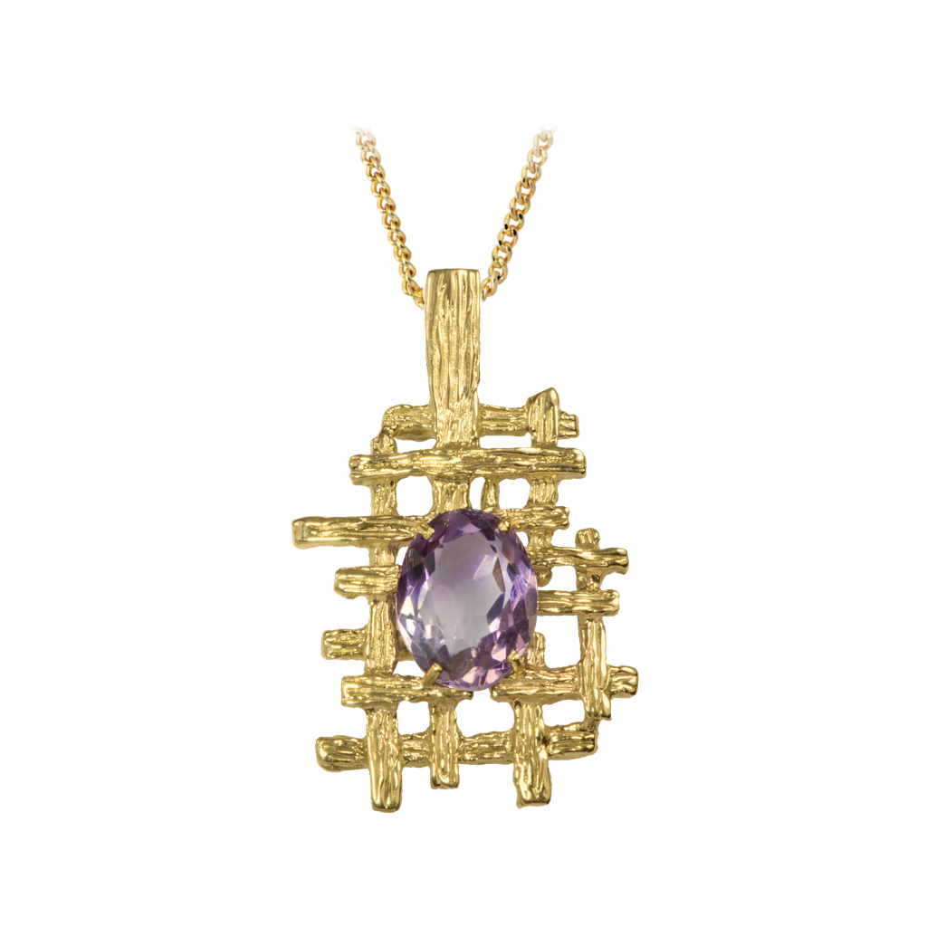 Bark Pendant with Amethyst