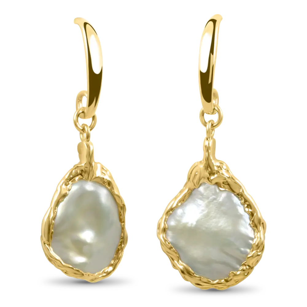 Beach Freeform Keshi Pearl Earrings.webp