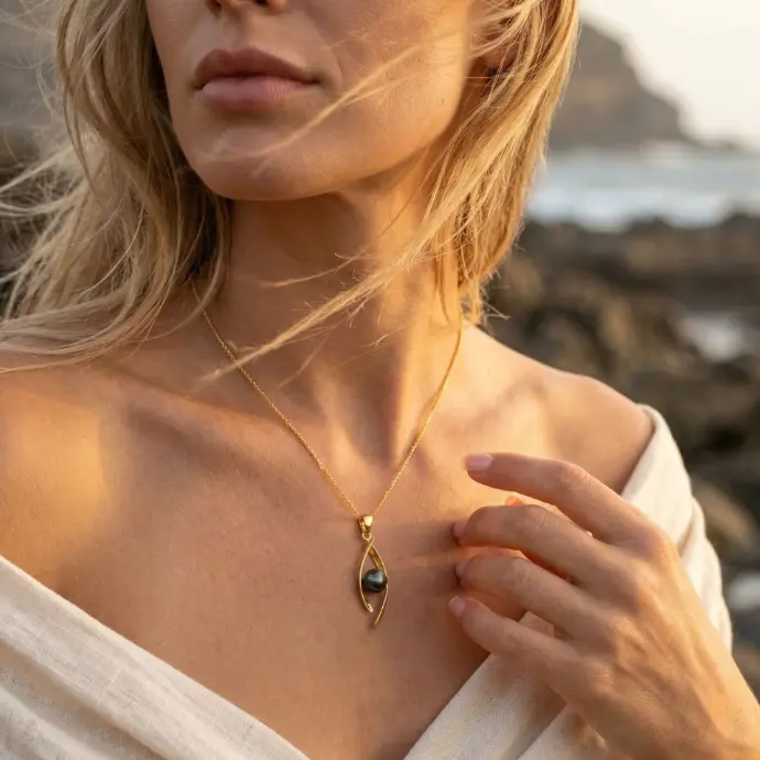 Black Pearl Raindrop Pendant (Pearl)