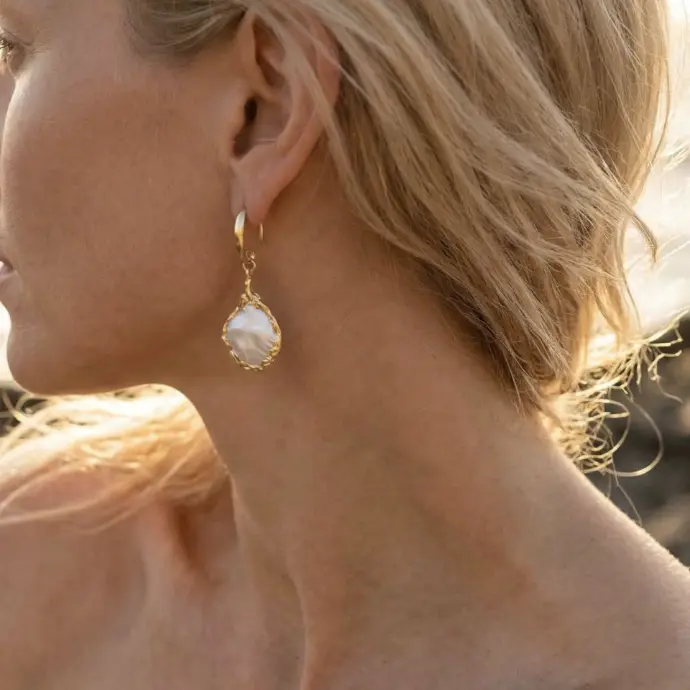 Beach Freeform Keshi Pearl Earrings