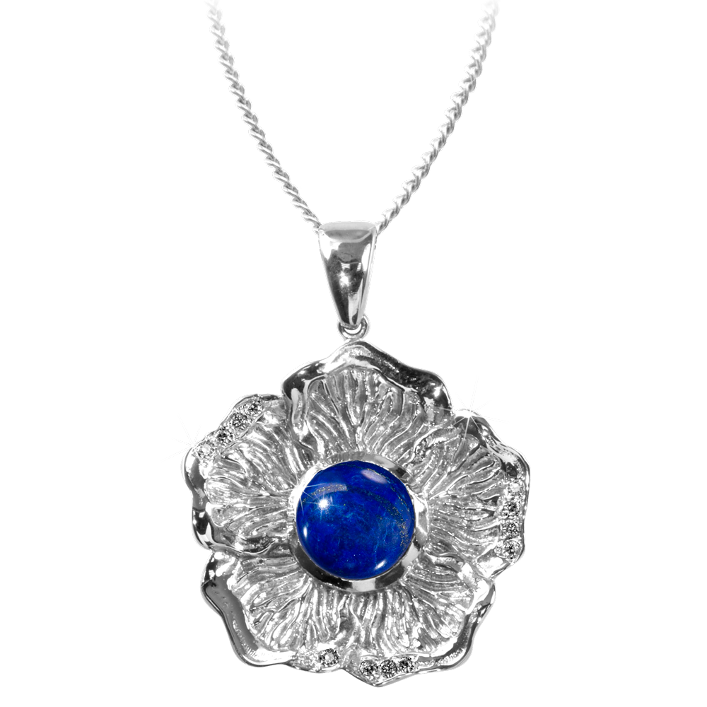 Floriale Pendant Lapis Lazuli (9ct White Gold)
