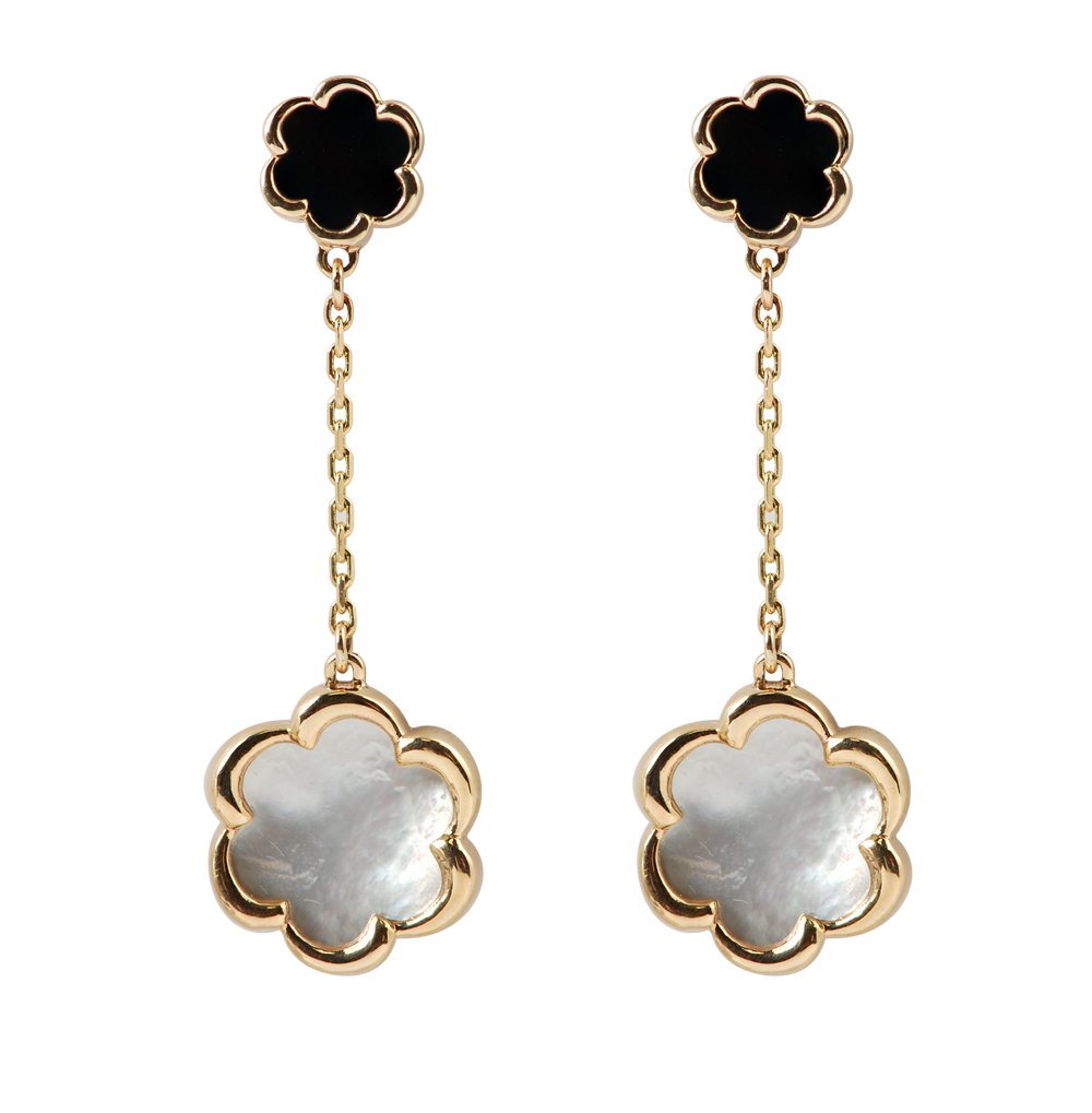 Colours Earrings 2 drop (Mother of Pearl and Onyx)