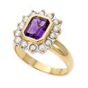 Amethyst and Seed Pearl Ring