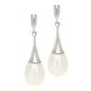 Tulip Freshwater Pearl Drop Earrings in White Gold