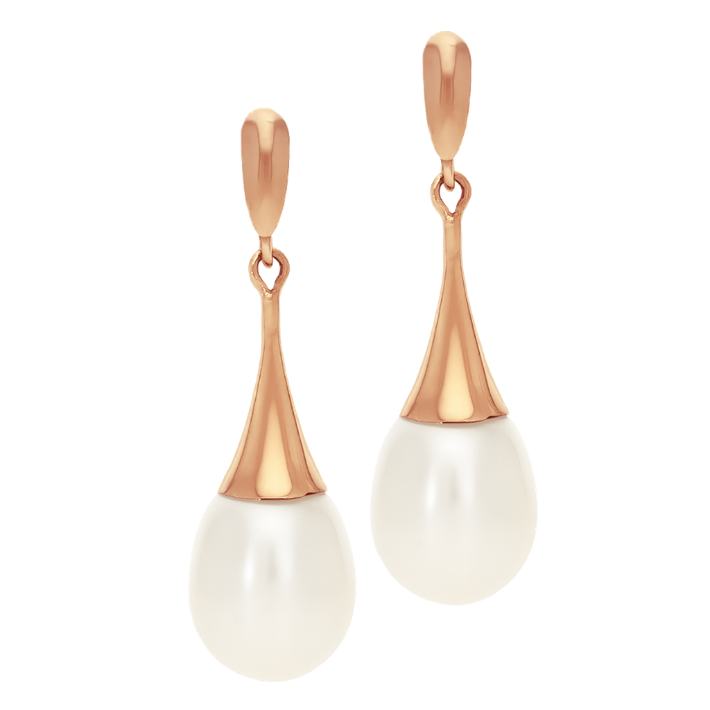 Pearl Drop Earrings in Rose Gold