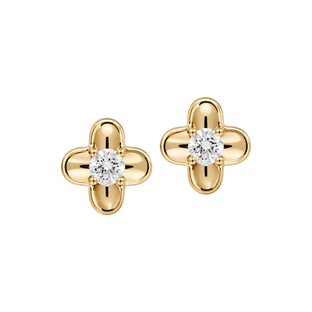 Flower Stud with Diamonds