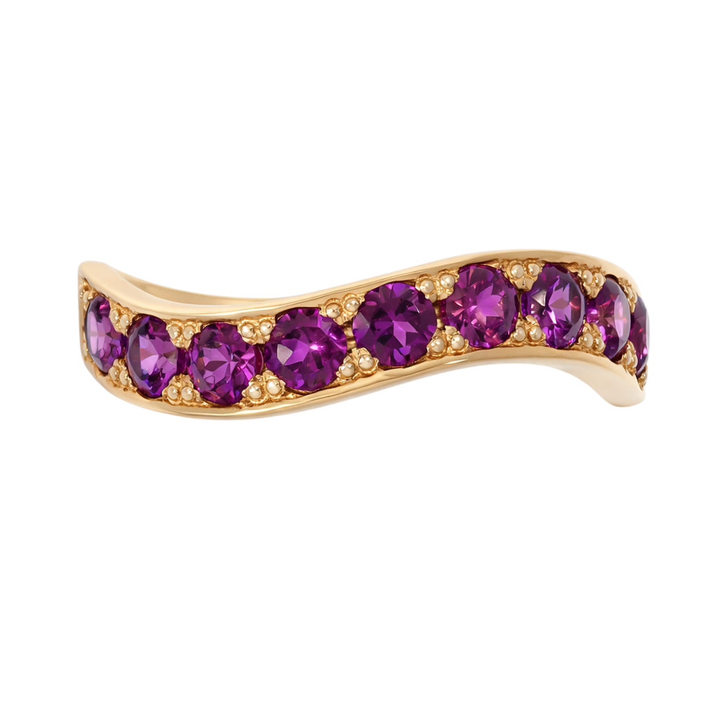 Wave Ring with Rhodolite Garnets