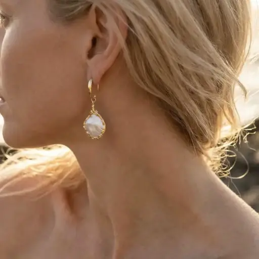 Beach Freeform Keshi Pearl Earrings