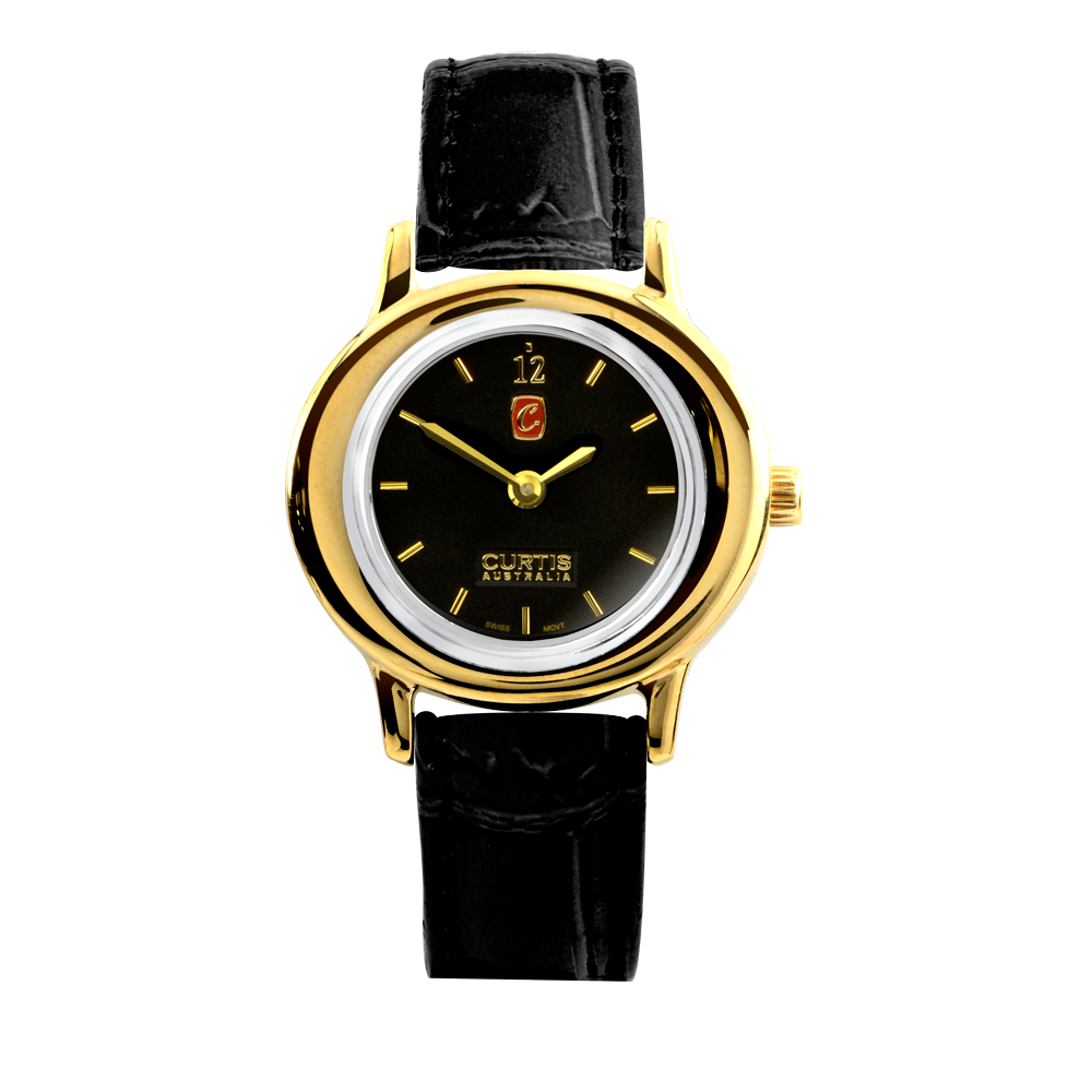 Curtis Australia Sophia Ladies Watch Yellow Gold Black Dial 161