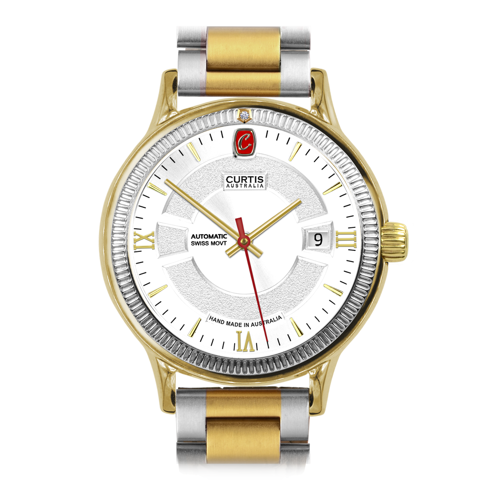 Curtis Australia Motima Rt White Dial 9ct Gold Watch 166