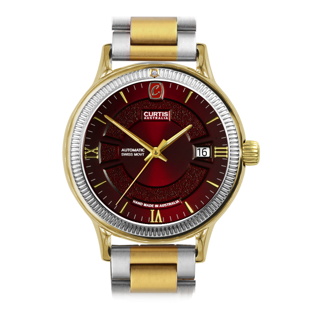 Curtis Australia Motima Rt Burgundy Dial 9ct Watch 167