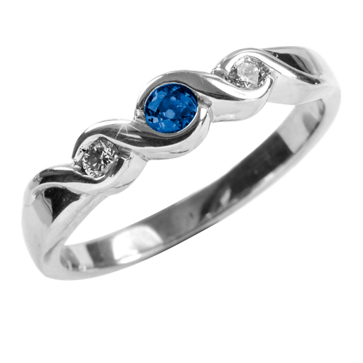 Amanda 9ct White Gold Diamond & Blue Sapphire Ring