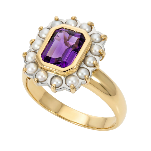Amethyst and Seed Pearl Ring