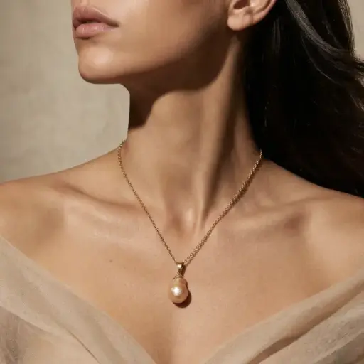 Beach Apricot Baroque Pearl Pendant