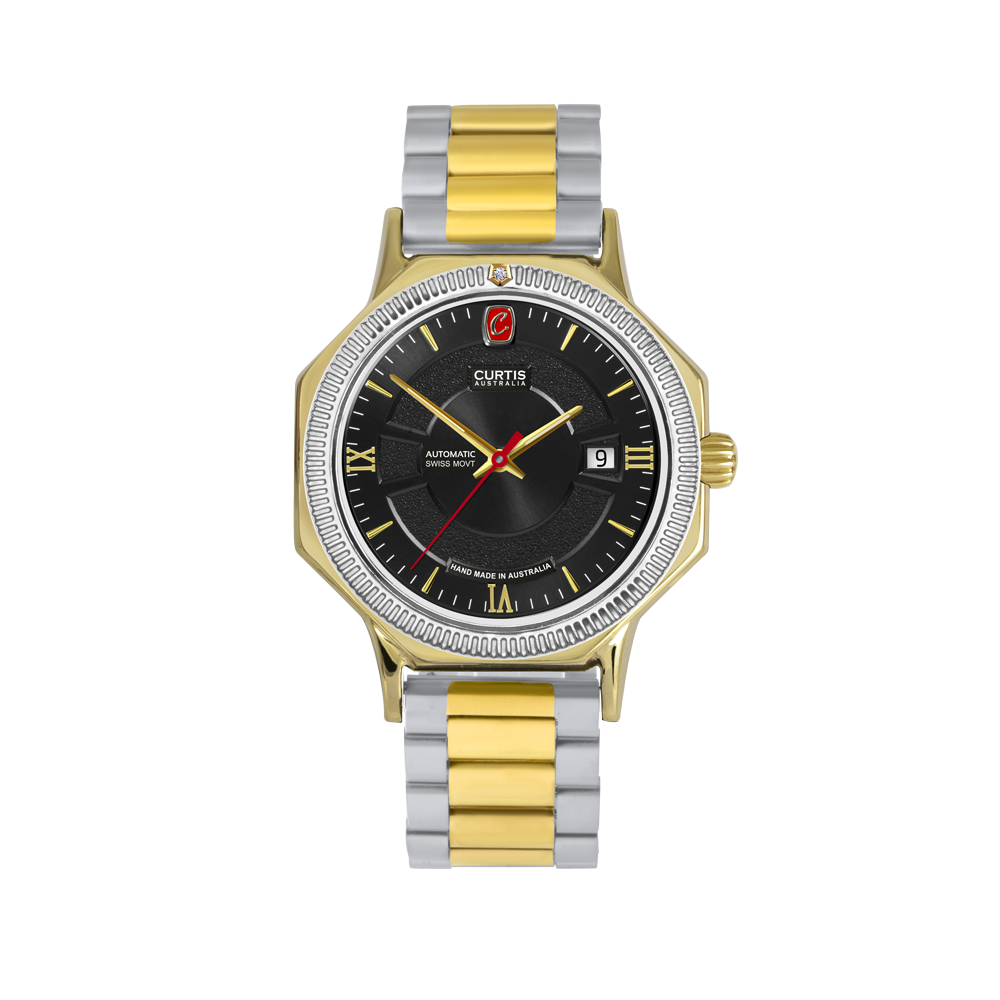 Curtis Australia Motima Xt 9ct Yellow Gold Watch Black 298