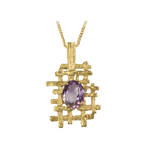 Bark Pendant with Amethyst